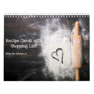12 Month Calendar of Recipe Cards & Shopping List