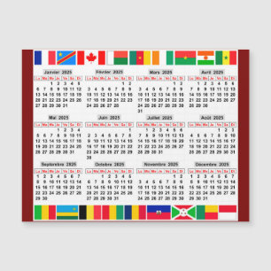 12 month calendar of the year 2025