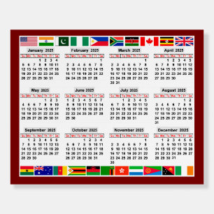 12 month calendar of the year 2025 foam board