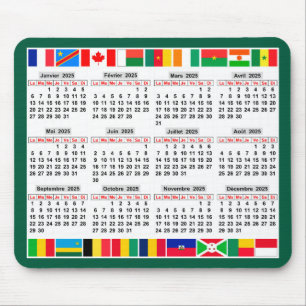 12 month calendar of the year 2025 mouse pad