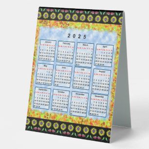 12 month English calendar of the year 2025 Table Tent
