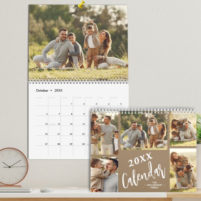 12 Month Family Custom Photo Calendar (Available in 3 sizes, favorite photos printed in vibrant color on sturdy paper  )