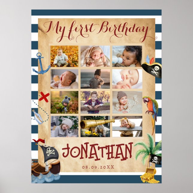 12 month first year photo collage  poster (Front)