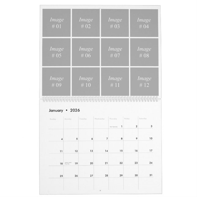 12 month instagram collection template calendar (Jan 2026)