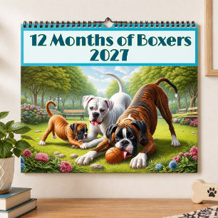 12 Months of Boxer Dogs: Year Long Boxer Dog Fun Calendar