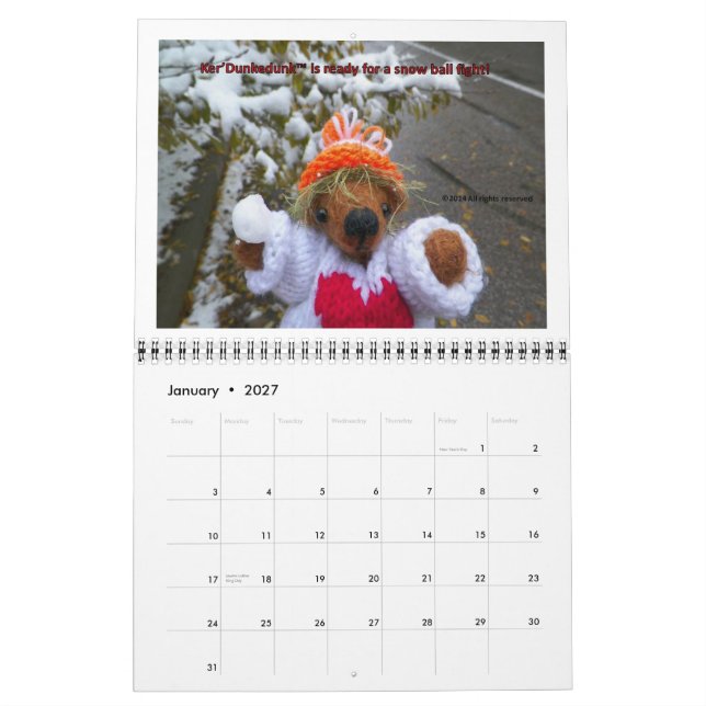 12 Months of Ker'Dunkedunk Bear Calendar (Jan 2027)