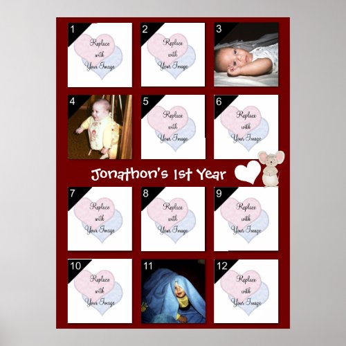 12 Months of Photos for Babys First Year Poster