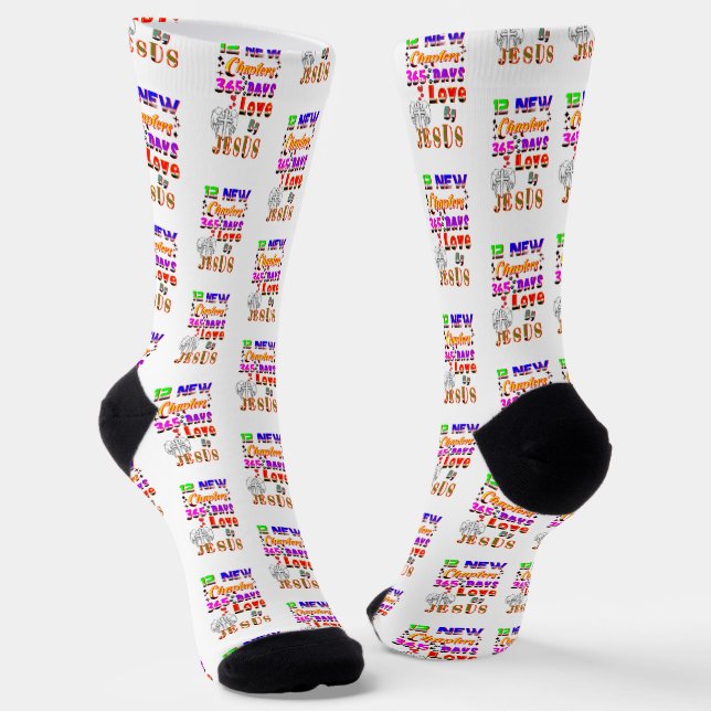 12 New Chapters 365 Days Love By Jesus Socks (Angled)