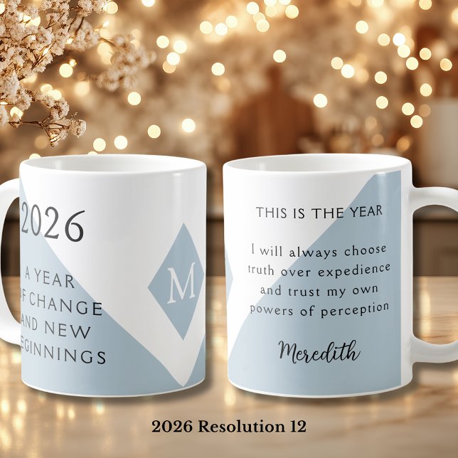 12. New Year Resolution for 2026 Year of Change  Coffee Mug (2026 Year of Change and New Beginnings Dusty Blue Resolution 12 Coffee Mug)