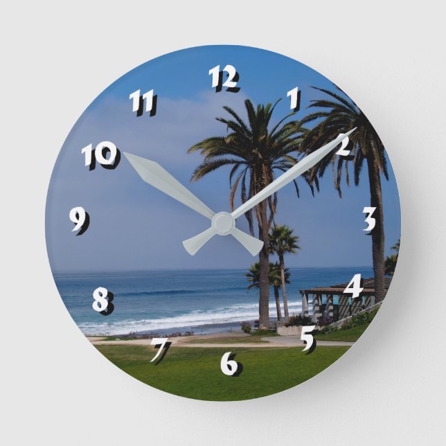 12 Number Choices to Choose -Beach and Trees-Clock Round Clock (Front)