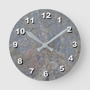 12 Number Choices to Choose-Blue Gray Marble Clock