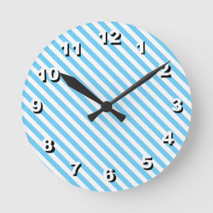 12 Number Choices to Choose-Blue Striped Clock