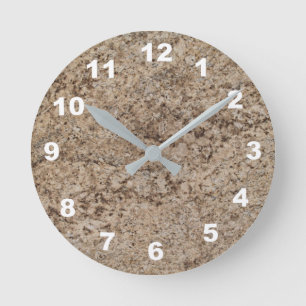 12 Number Choices to Choose- Brn-Tan Marble Clock