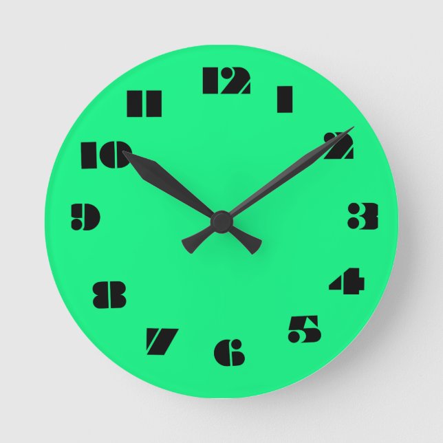 12 Number Choices to Choose From Neon Green Clock (Front)
