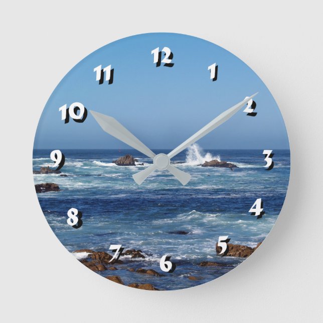 12 Number Choices to Choose -Ocean Waves-Clock Round Clock (Front)