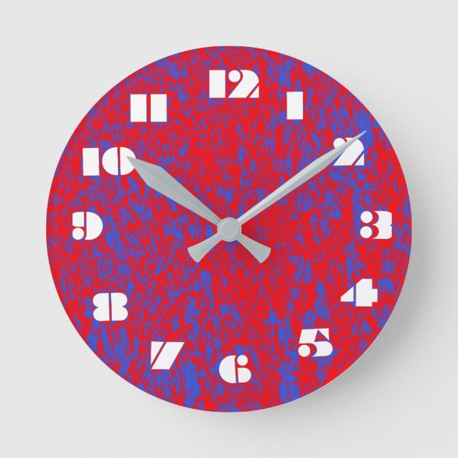 12 Number Choices to Choose- Red-Blue Marble Clock (Front)