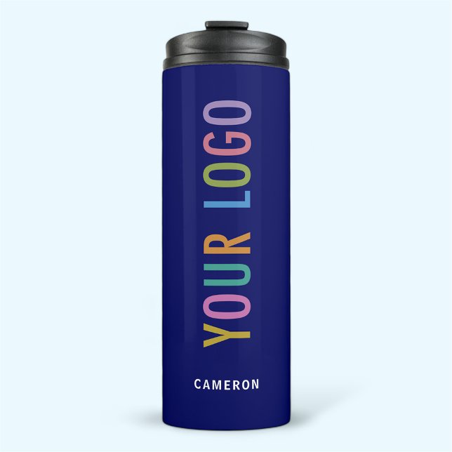 12 oz Blue Vacuum Sealed Tumbler Custom Logo Bulk (MISOOK Blue Thermal Tumbler with Logo and Name)