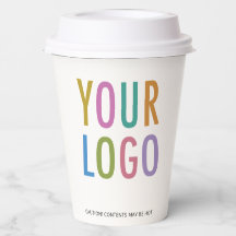 12 oz Coffee Paper Cups with Lids Business Logo