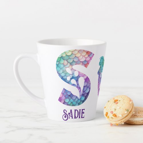 12 oz Monogrammed Mermaid Styled Latte Mug