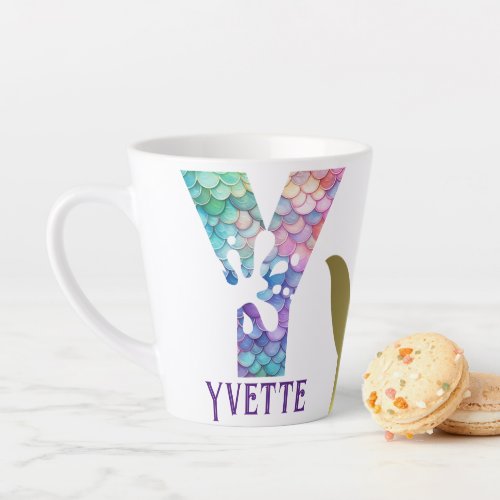 12 oz Monogrammed Mermaid Styled Latte Mug