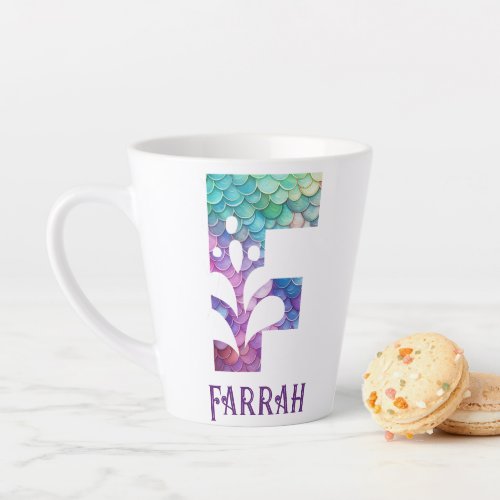 12 oz Monogrammed Mermaid Styled Latte Mug