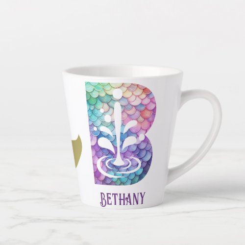 12 oz Monogrammed Mermaid Styled Latte Mug