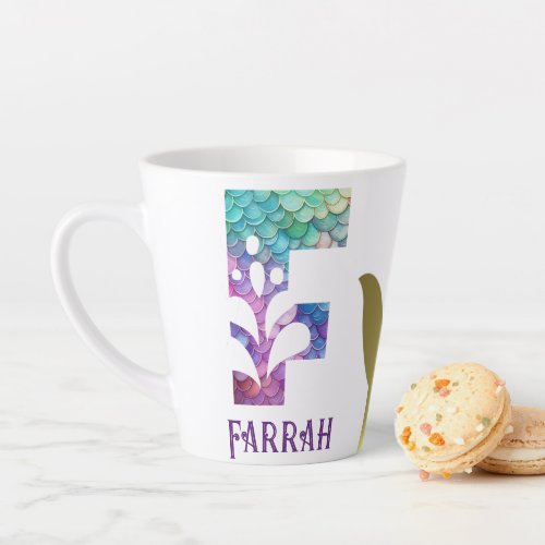 12 oz Monogrammed Mermaid Styled Latte Mug