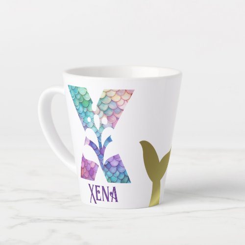 12 oz Monogrammed Mermaid Styled Latte Mug