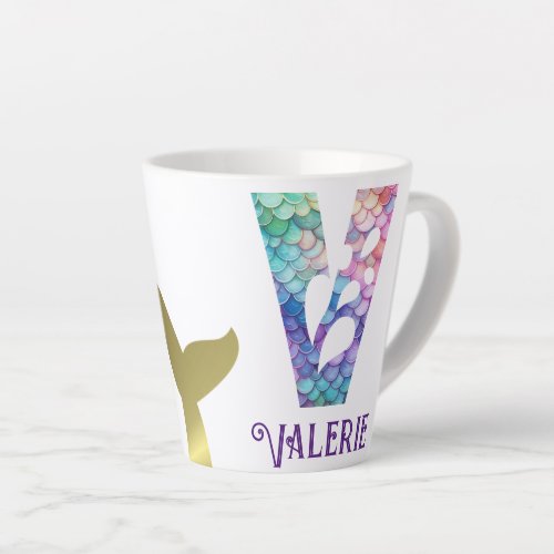 12 oz Monogrammed Mermaid Styled Latte Mug