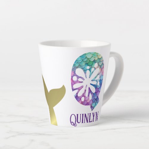 12 oz Monogrammed Mermaid Styled Latte Mug