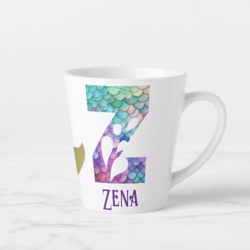 12 oz Monogrammed Mermaid Styled Latte Mug