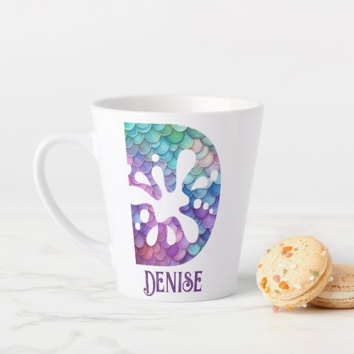 12 oz Monogrammed Mermaid Styled Latte Mug