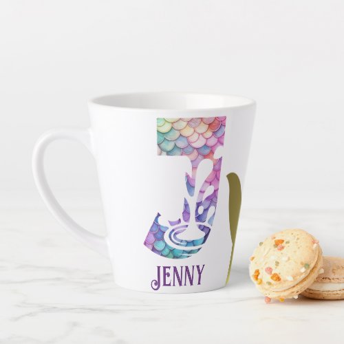 12 oz Monogrammed Mermaid Styled Latte Mug