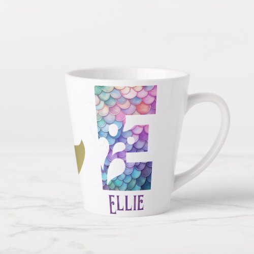 12 oz Monogrammed Mermaid Styled Latte Mug