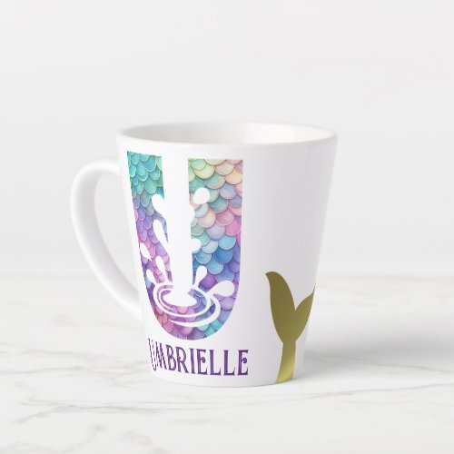 12 oz Monogrammed Mermaid Styled Latte Mug