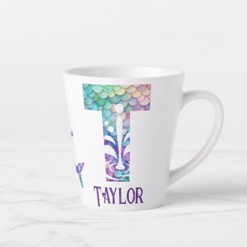 12 oz Monogrammed Mermaid Styled Latte Mug