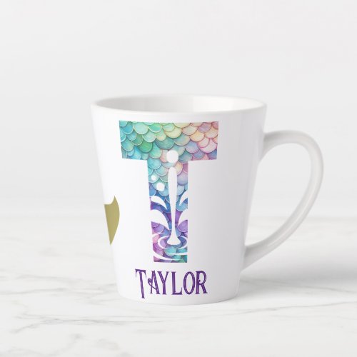 12 oz Monogrammed Mermaid Styled Latte Mug