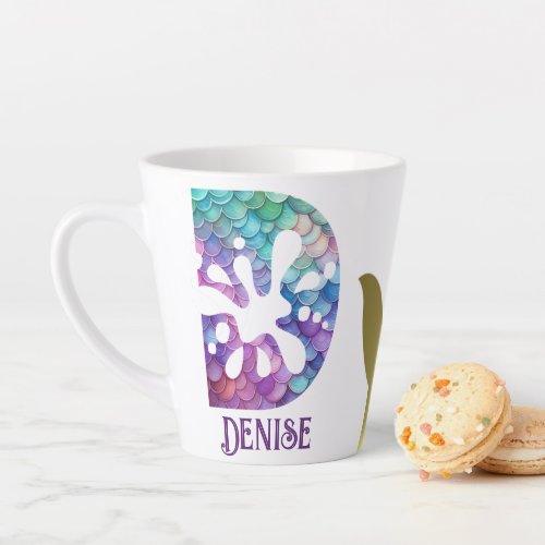 12 oz Monogrammed Mermaid Styled Latte Mug