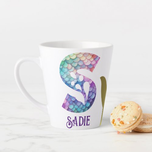 12 oz Monogrammed Mermaid Styled Latte Mug