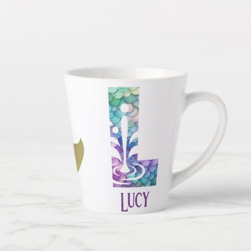 12 oz Monogrammed Mermaid Styled Latte Mug