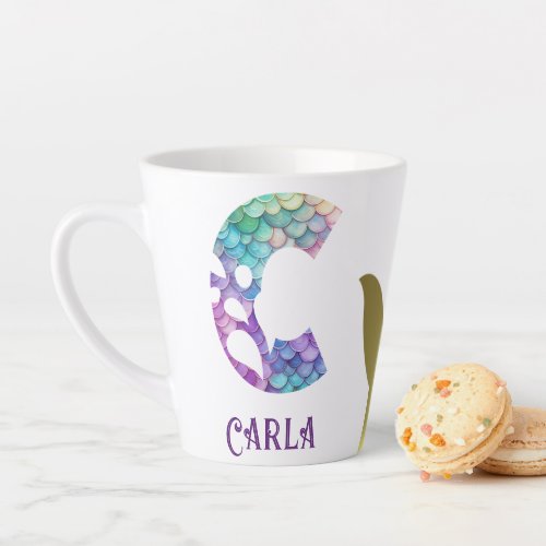 12 oz Monogrammed Mermaid Styled Latte Mug