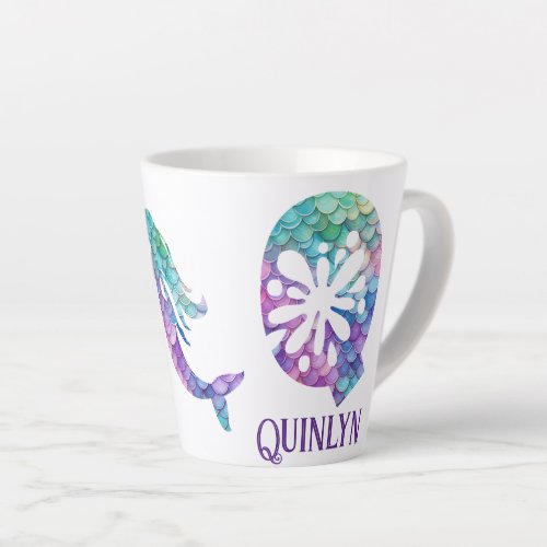 12 oz Monogrammed Mermaid Styled Latte Mug