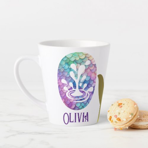 12 oz Monogrammed Mermaid Styled Latte Mug