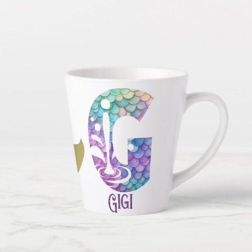 12 oz Monogrammed Mermaid Styled Latte Mug