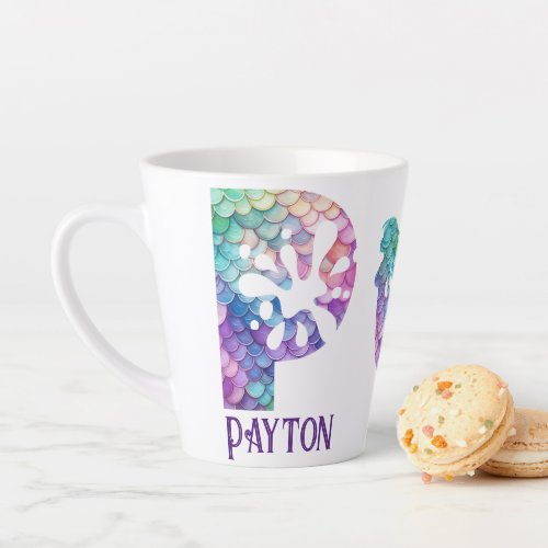 12 oz Monogrammed Mermaid Styled Latte Mug