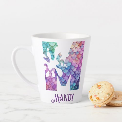 12 oz Monogrammed Mermaid Styled Latte Mug