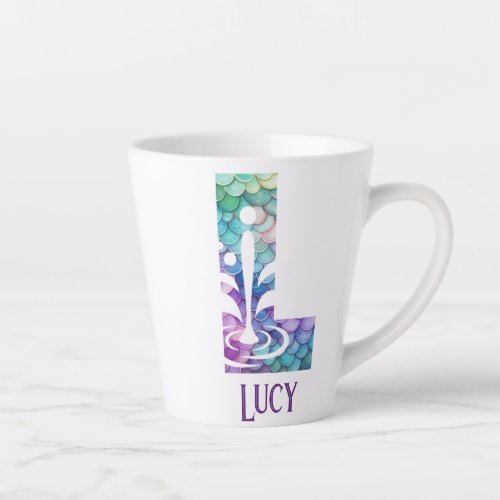 12 oz Monogrammed Mermaid Styled Latte Mug