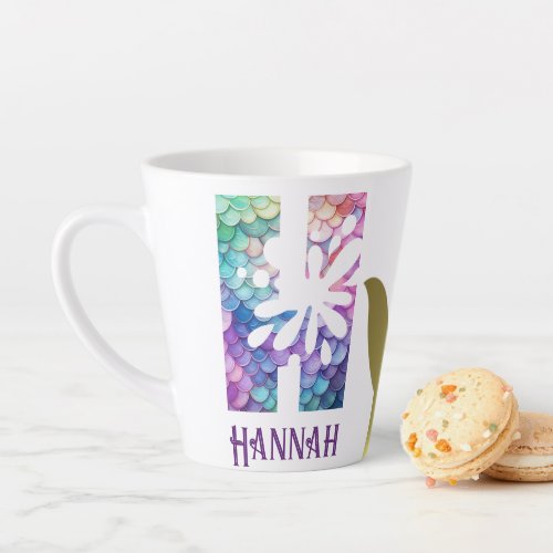 12 oz Monogrammed Mermaid Styled Latte Mug