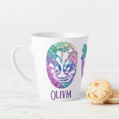 12 oz Monogrammed Mermaid Styled Latte Mug