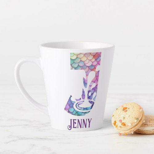 12 oz Monogrammed Mermaid Styled Latte Mug